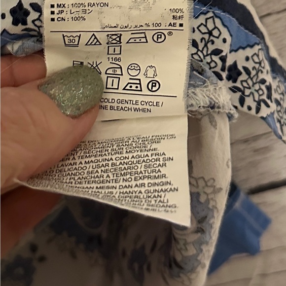 Old Navy Blue Paisley Floral Boho Dress XS 3/4 Sleeve - Picture 4 of 5